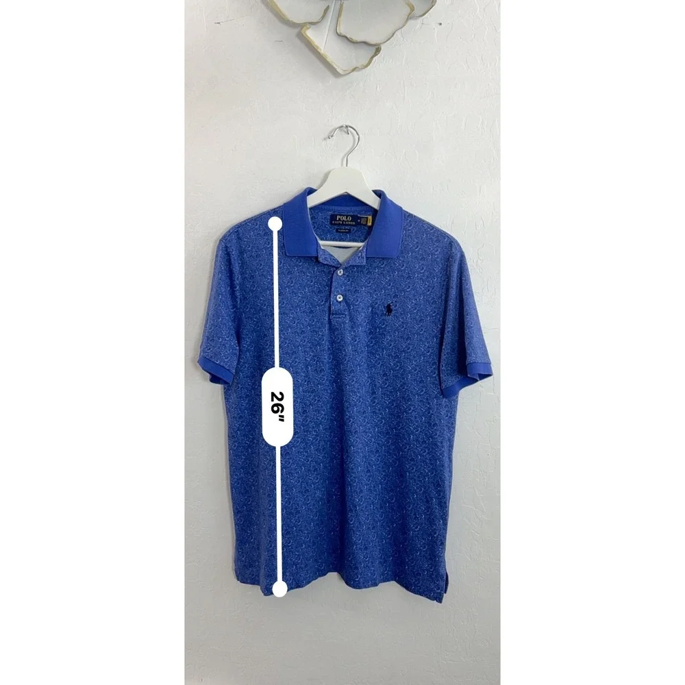 Polo Ralph Lauren men M blue golf club preppy work casual tennis stretch cotton